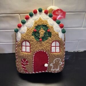 Gingerbread House Christmas Lodge Decorative Pillow NEW Decorative
